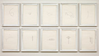 Richard Tuttle | Poem | 2010 | 10 parts, each: 34.5 x 26.5 x 2.5 cm | pencil and color pencil on paper, in hand painted frames by the artist
