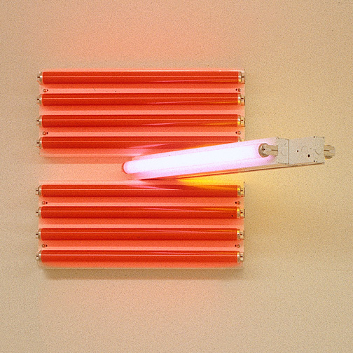 Dan Flavin / Dan Flavin Untitled (for the Vernas on opening anew)  1993 58.5  x 61 x 51 cm red, pink and yellow fluorescent light Ed. 2/5