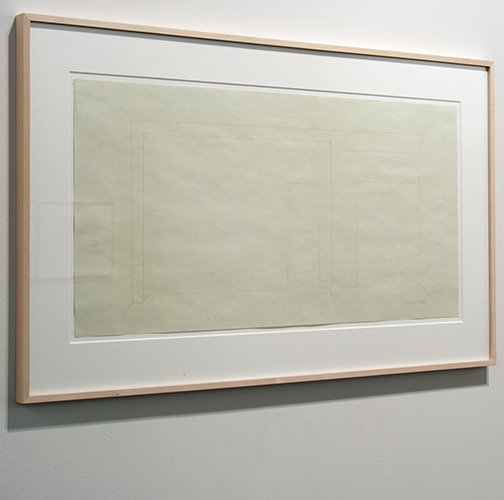 Fred Sandback / Fred Sandback Untitled  1983  36.2 x 73.7 cm White pastel pencil and pencil on green paper