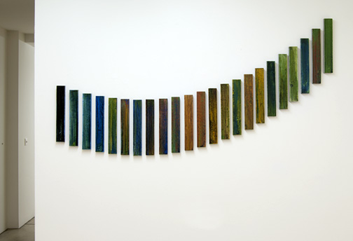 Joseph Egan / NAXOS  2011  in 23 parts dimensions variable each part: 29 x 4.5 x 2 cm various paints and sand on wood
