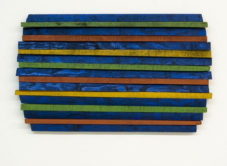 Joseph Egan / across the board Nr. 1 (Naxos)  2011  36 x 59.5 x 4 cm various paints on wood