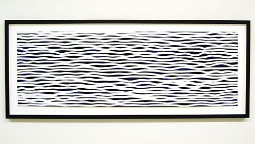 Sol LeWitt / Black and White Horizontal Lines on Color  2005  51 x 152 cm gouache   on paper