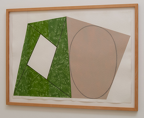 Robert Mangold / Robert Mangold Green Frame / Gray Ellipse   1987  76.2 x 106.7 cm acrylic and pencil on paper