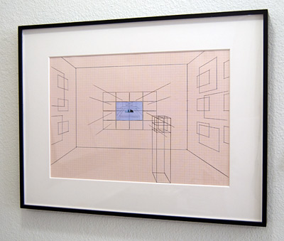 Giulio Paolini / Studio per «Aula di disegno»  2005  30 x 42 cm Tinte und Collage auf Millimeterpapier