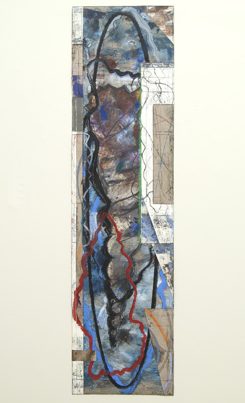 David Rabinowitch / Torrents Swept in an Instant  2010  187.6 x 46.6 cm acrylic, oil pastel, gesso, charcoal, collage on Belgian linen