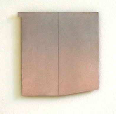 Robert Mangold / Sketch for Pink Area  1965  24.4 x 24.4 cm 9.625 x 9.625 " Paint on aluminim with plywood back