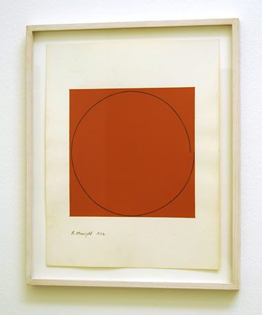 Robert Mangold / Distorted circle within a orange square  1972  35.6 x 28 cm  /  14 x 11 " acrylic on paper