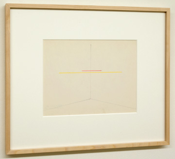 Fred Sandback / Untitled  1972  22.9 x 30.5 cm  /  9.5 x 10.25 " Red and yellow pencil on Strathmore Shelburne FLS 351