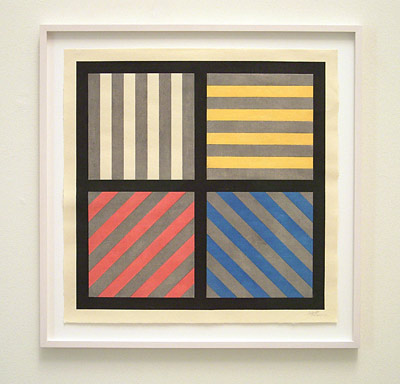 Sol LeWitt / Lines in four directions with alternating color and grey bands  1993 58.4 x 58.4 cm woodblock Ed.40 PP 2/2