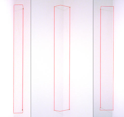 Fred Sandback / Orange Day-glo Corner Piece  1968 /2004 61 x 5.1 x 7.6 cm / 24 x 2 x 3 '' elastic cord