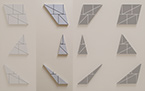 Wall Fragment No. 75.28 | 1975 | 41 x 50 x 4.8 cm || Wall Fragment No. 75.31 | 1975 | 41 x 20.5 x 4.8 cm || Wall Fragment No. 75.34 | 1975 | 42.5 x 51 x 4.8 cm || all: acrylic on masonite