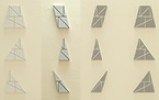 Wall Fragment No. 75.10 | 1975 | 41 x 20.5 x 4.8 cm || Wall Fragment No. 75.13 | 1975 | 41 x 20.5 x 4.8 cm || Wall Fragment No. 75.16 | 1975 | 41 x 20.5 x 4.8 cm || all: acrylic on masonite